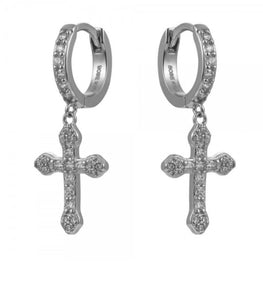 Silver Zirconia Cross Earrings