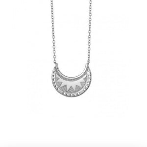 Silver Ethnic Moon Necklace