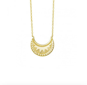 Gold Ethnic Moon Necklace