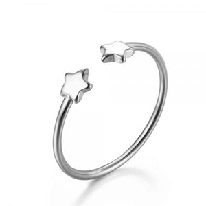 Silver Double Star Ring
