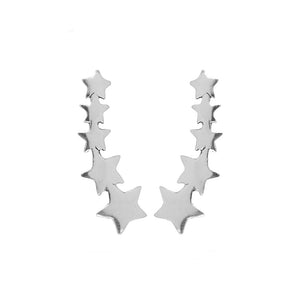 Silver Star Climber Earrings