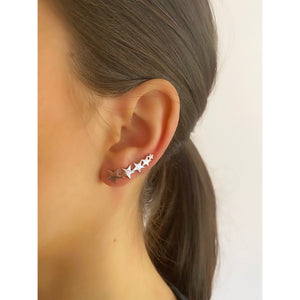 Silver Star Climber Earrings