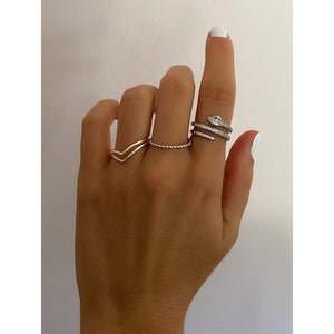 Silver Double V Ring